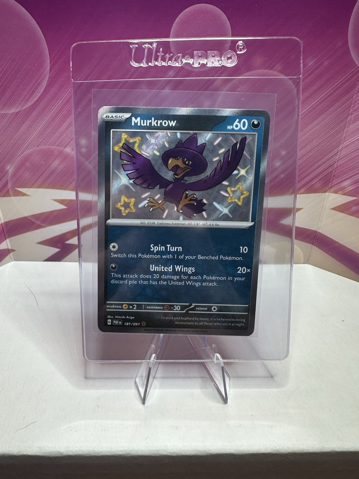 Murkrow 181/091 Paldean Fates Holo Near Mint Shiny Holo Rate Pokemon Card