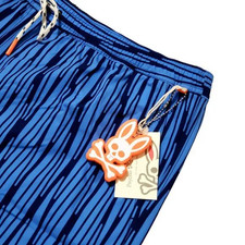 Psycho Bunny Men's Big Country Blue Durdar Graphic XXL Drawstring Swim Trunks