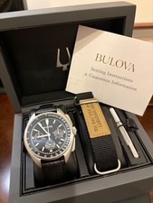 Bulova 96B251 Moon Apollo Lunar Pilot Special Edition Men Watch box and papers