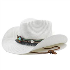 Straw Cowboy Hat Men Women Cowboy Hat Straw Sun Hat Beach Outdoor Straw Hat UK