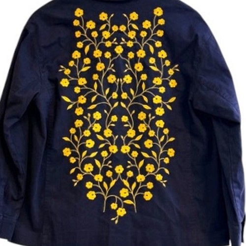 Boden Giacca Utility Ricamata Rubino Giallo Navy Floreale 10 Petite - Foto 5 di 10