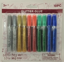 Crafter's Square Go Create 10 Pack Assorted Glitter Glue Pens Art Crafts 0.33oz