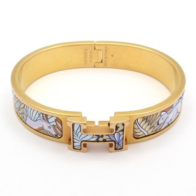 HERMES ゴールドトーン バングル HERMES Clic H Gold Light Blue Multi Hardware Bangle | eBay