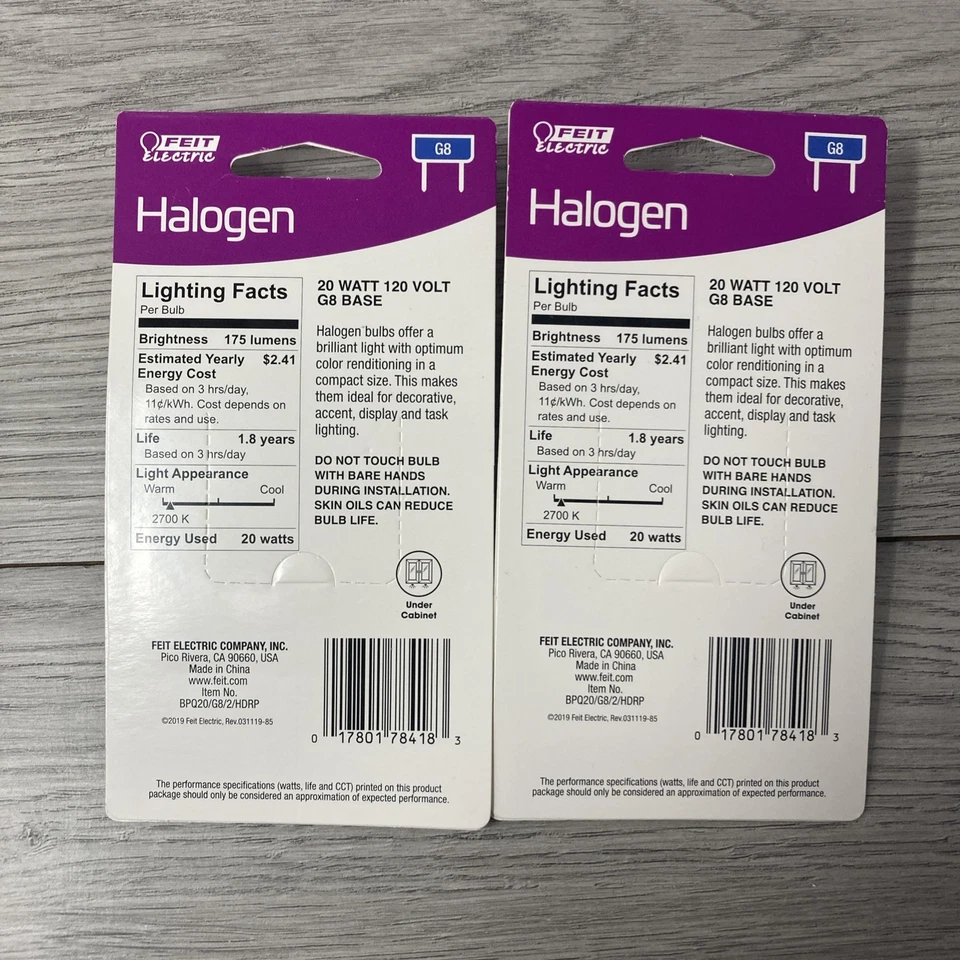 Feit Electric 20 Watt Bright White G8 Bi-Pin Base Dimmable 120V Light Bulb - x2 - Image 2 of 4