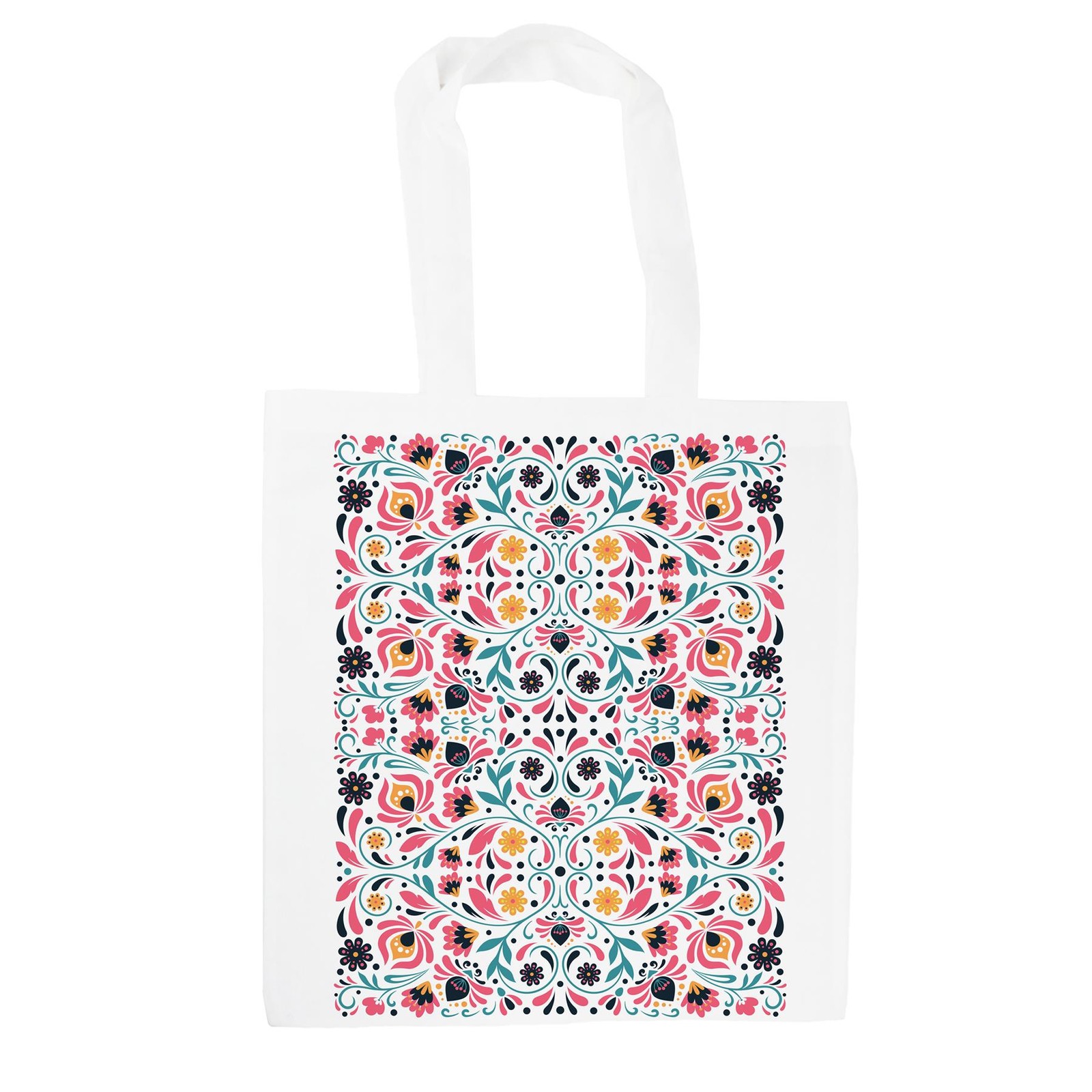 Curly Flowers Tote Bag - Multicoloured Floral Shopping Bag Gifts for Her