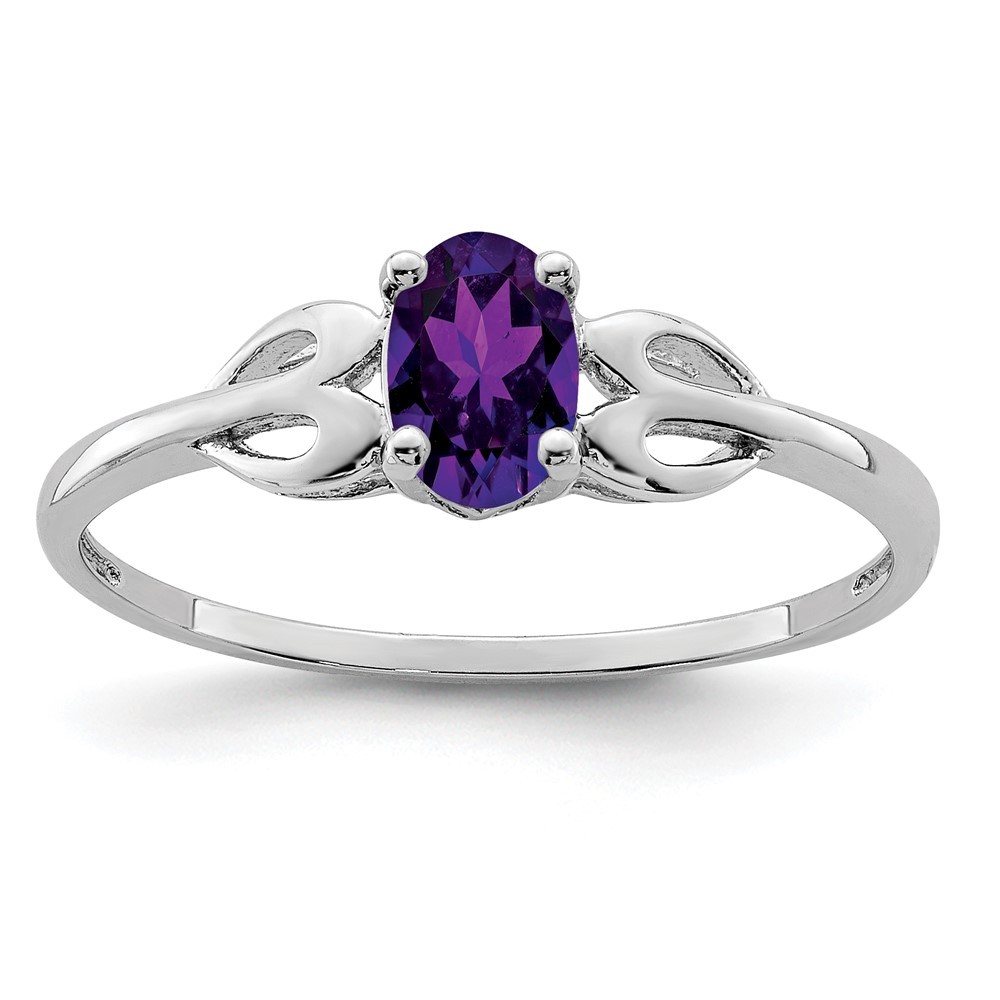 925 Sterling Silver Rhodium-plated Amethyst Ring Size 7