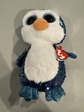 New!  TY FLIPPABLES PAYTON Penguin Color Changing Sequins Medium 9" 