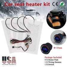 Car Seat Heater Kit 12V Carbon Fiber Heating Pads 3Level Memory Switch Fit 2Seat