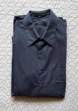 DKNY Men  s Dark Blue Pinstriped Button Down Dress Shirt 100 Cotton Size 17
