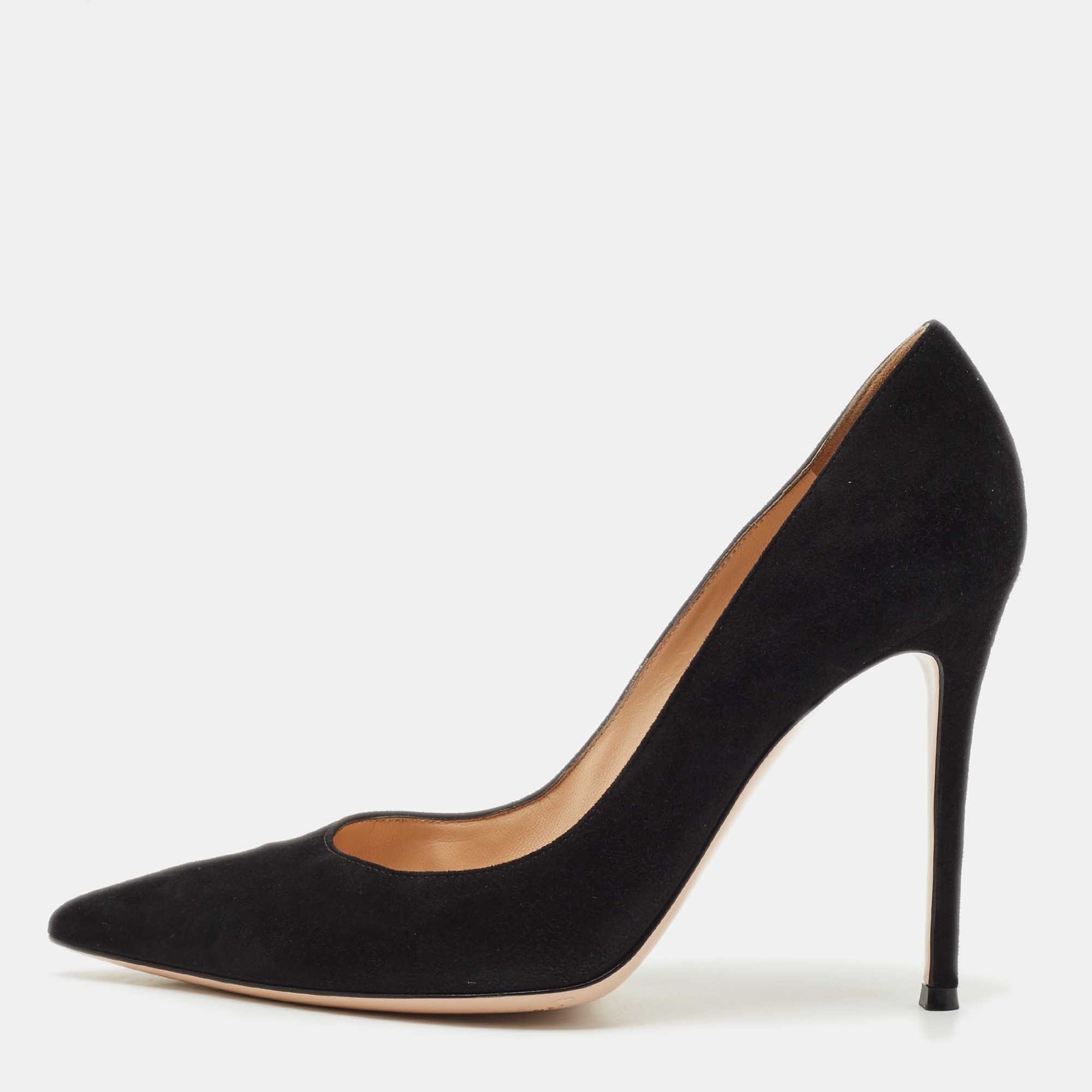 Gianvito Rossi Black Suede Pointed Toe Pumps Size 41