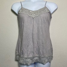Maurices Grey Lace Trim Cami Tank Top Womens Large Camisole Layering Y2K Fairy