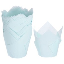 50pcs Tulip Cupcake Liners Greaseproof Baking Cups Blue
