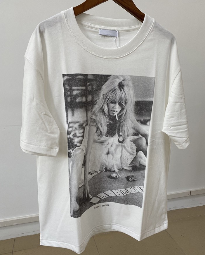 Anine Bing Tシャツ ブリジット・バルドー White 白 レディース New Anine Bing Top Women's Brigitte Bardot short Sleeve T