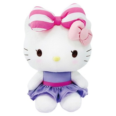 Hello Kitty Big Ribbon Plush Doll 11in (28cm) Pink Purple Sanrio Kawaii Soft Toy