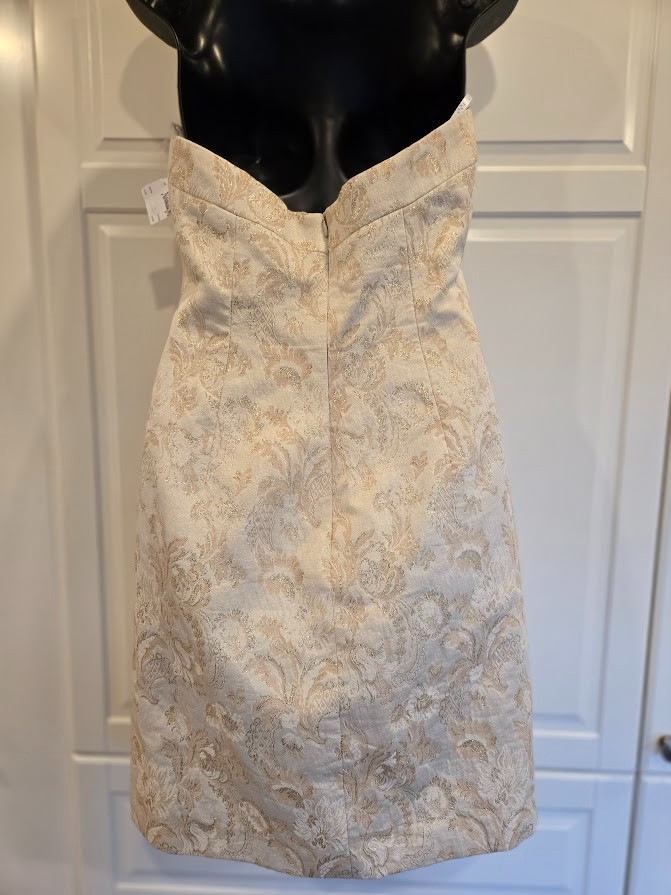 David Meister Cream & Gold Brocade Cocktail Dress - Womens size 6 NEW