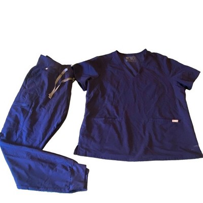 FIGS Technical Collection Women s Blue Solid Scrub Set Top XL & Pants L/T