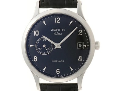 Zenith Class Elite 01.1125.680 / 21N Stainless Steel 37mm Black Dial #DW676