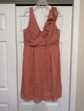Brand New J. Crew Coral Silk Chiffon Dress - Size 18