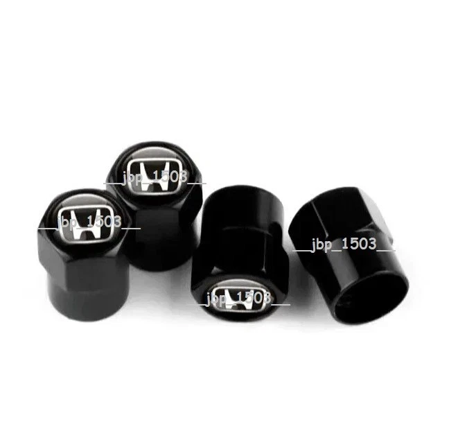 Universal Fit Honda 4Pcs Tire Valve Stem Caps Black Anodized Aluminum - Image 2 of 3