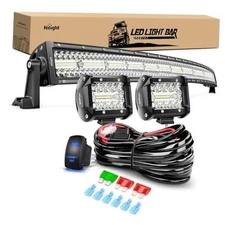  42Inch LED Light Bar 2Pcs 4Inch 60W Spot Flood Lights Pods Off Road White