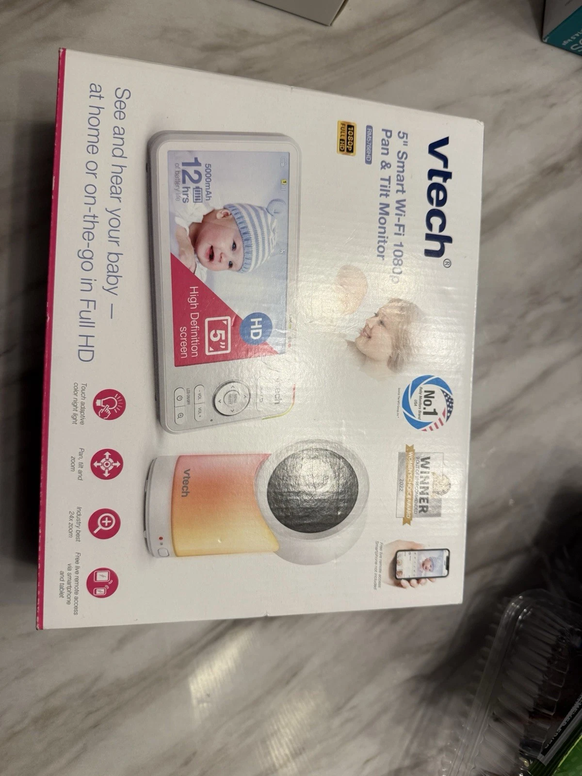Vtech RM5766HD 5” Smart Wi-Fi Access 1080p Pan & Tilt Baby Monitor