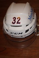 AHL SPRINGFIELD FALCONS Tyler Gaudet game-worn CCM road white helmet (2015-2016)