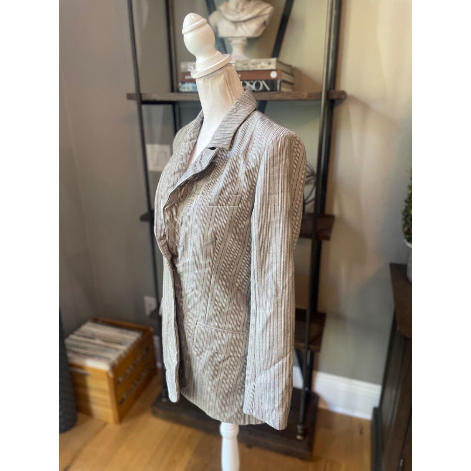 CO Oversized Striped Blazer Jacket Gray Womens XS - image 7