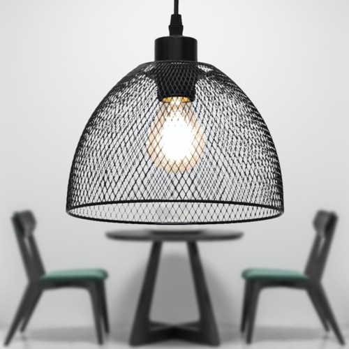 Set of 2 Matt Black Metal Mesh 22cm Easy Fit Ceiling Light Pendant Shades - Picture 5 of 6