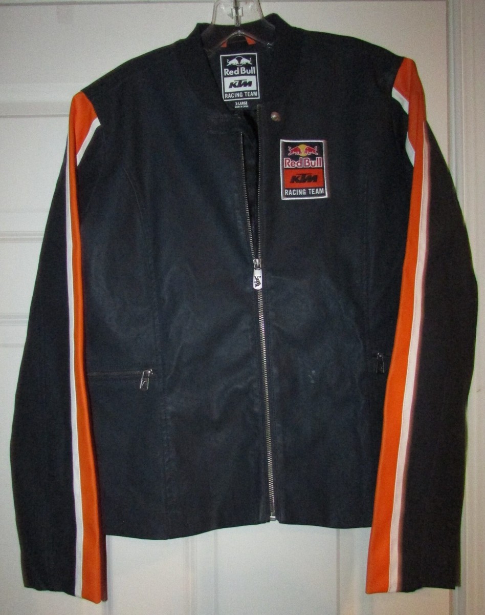 Red Bull/KTM Racing Team Black Leather-Like Jacket Youth XL EUC | eBay