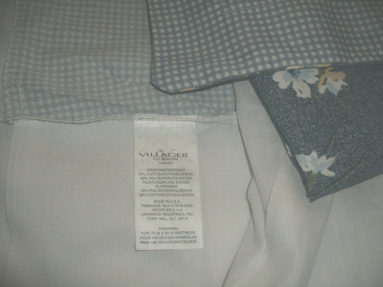 SHABBY COTTAGE BLUE GINGHAM BED SKIRT FLORAL SHAM KING PARIS CHIC eBay