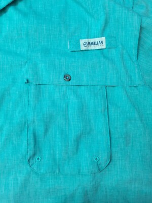 Chemise Magellan Fish Gear Homme 3XL Bleu Clair - Manches Courtes, Boutonnage, évacuation D'humidité, Pêc