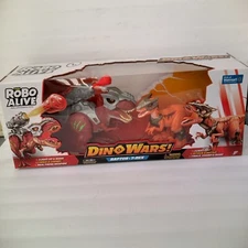NEW ZURO ROBO ALIVE DINO WARS RAPTOR & T-REX LIGHT UP/ROAR/WALK FIGURES 2-PACK 