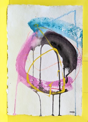 STUDIOAUFLÖSUNG ABSTRAKT 326 ORIGINAL ACRYL ÖL & PASTELL NIGEL WASSER SIGNIERT