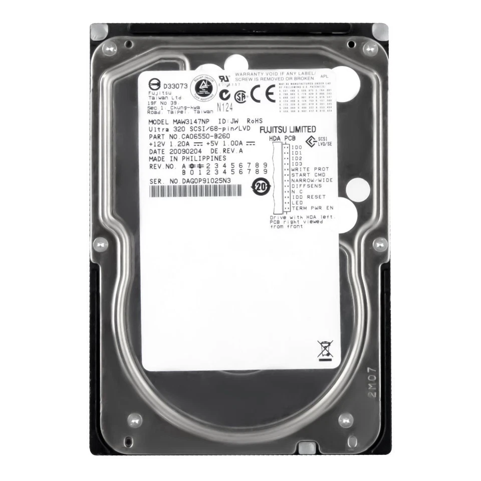 Hard Drive Fujitsu MAW3147NP 147GB 10000U/Min 8MB SCSI U-320 68-pin 3.5 " Inch - Image 2 of 3