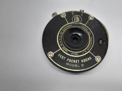LARGE FORMAT KODAK VEST POCKET  MODEL B SMALL  BRASS LENS IN A SIMPLE SHUTTER