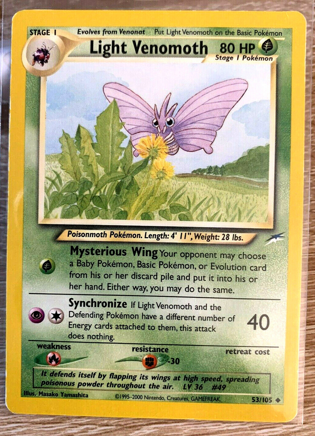 LIGHT VENOMOTH - 53/105 - Neo Destiny - Uncommon - Pokemon Card -EXC- NM