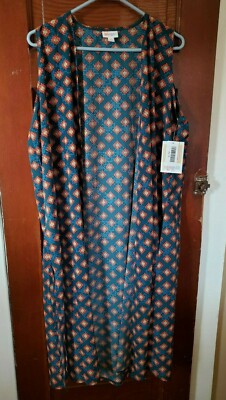 NWT LULAROE Women's M JOY Blue Red White Polyester Sleeveless Longline Vest 