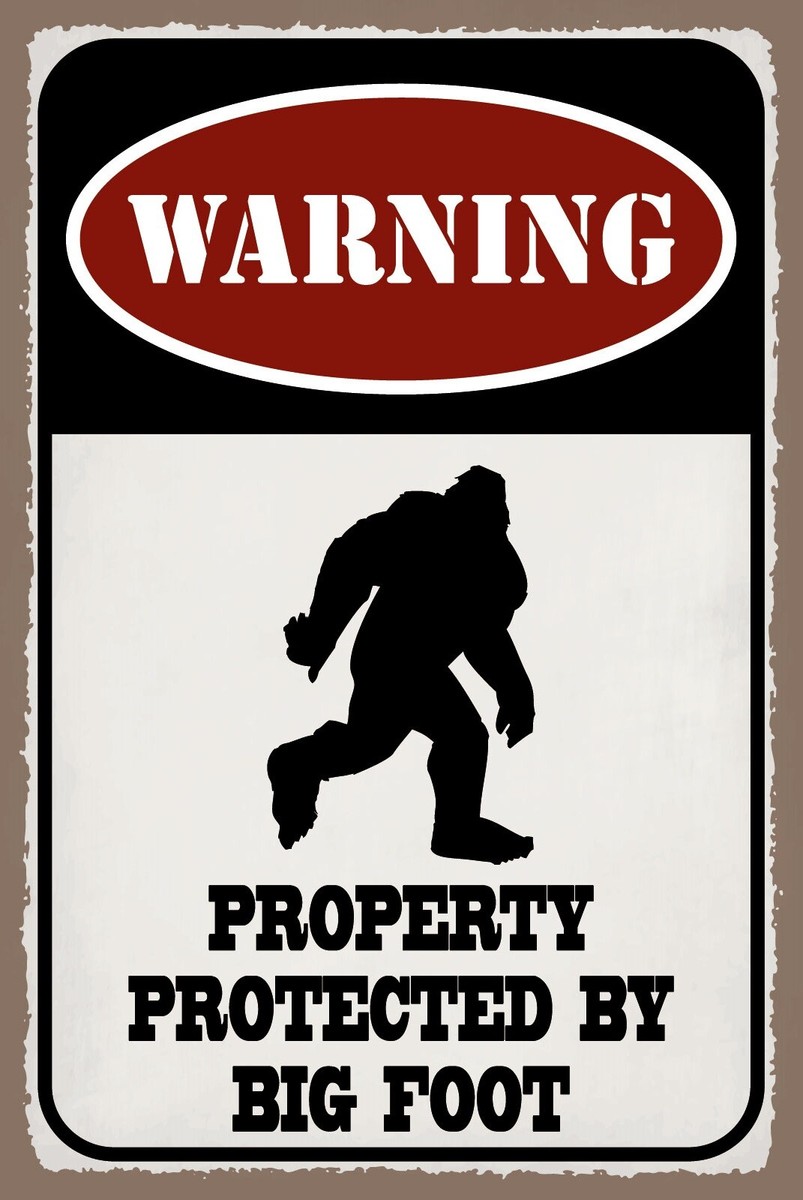 Warning Property Protected By Big Foot Blechschild – 30,5x20,3 Cm, Lustiges Metalldekor Für Garten, Garage & Mehr