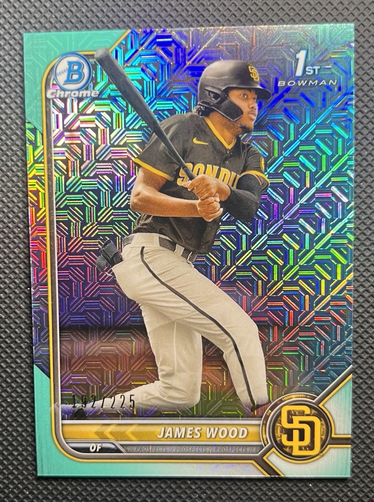 2022 BOWMAN CHROME 1st JAMES WOOD Aqua MOJO REFRACTOR /225 #BCP-108