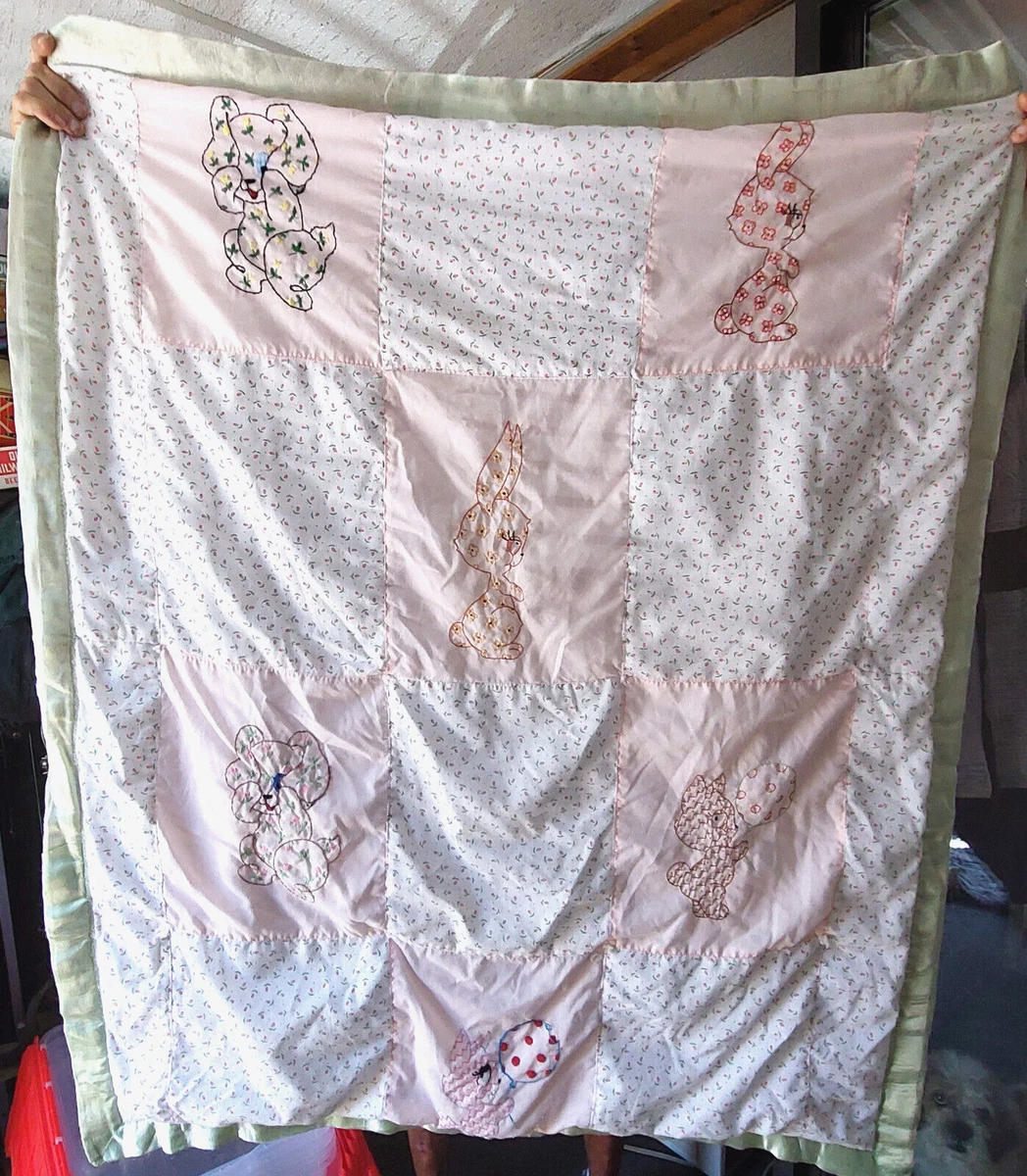 Vtg Handmade Baby Quilt 48 x 38 eBay
