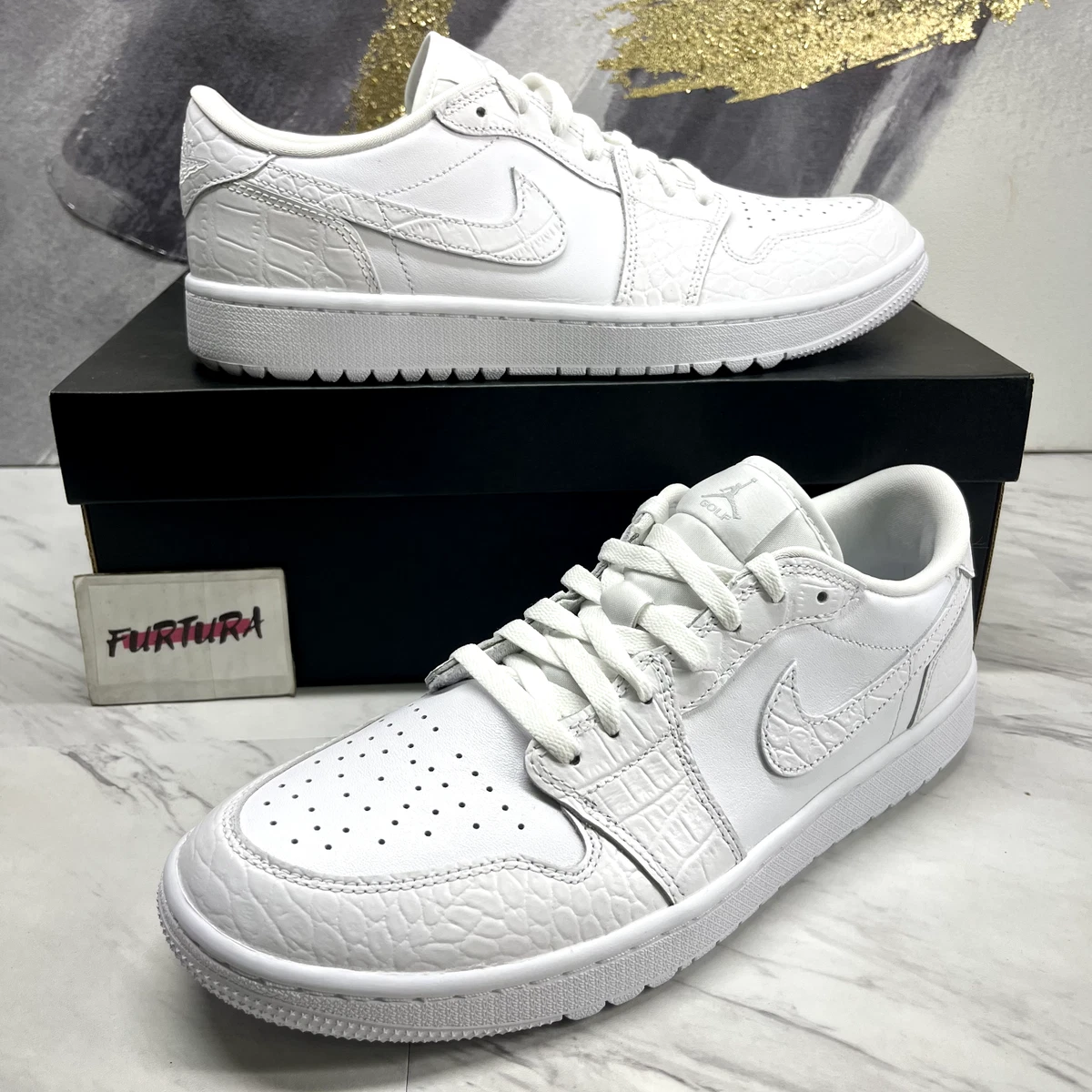 Nike Air Jordan 1 Low G Triple White Croc DD Men's