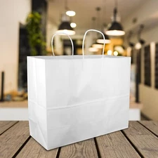 White Paper Shopping 250 Bags 16" x 6" x 12 ½" (Vogue) Retail Merchandise Gift 