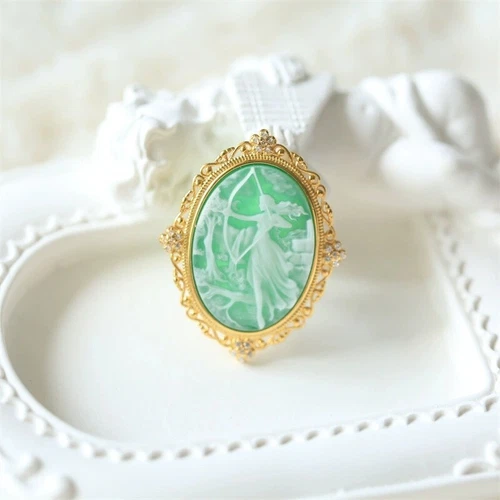 Antik Stil Kamee Anhänger Brosche versilbert Vintage Halskette Schmuck Geschenk - Bild 2 von 5