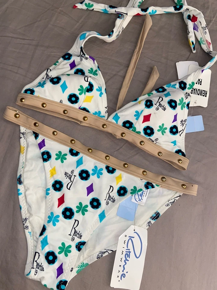 Traje de baño Ritchie 2 piezas traje de baño con logotipo tachonado bikini parte superior e inferior 11/12 (B8) Foto 2 de 4