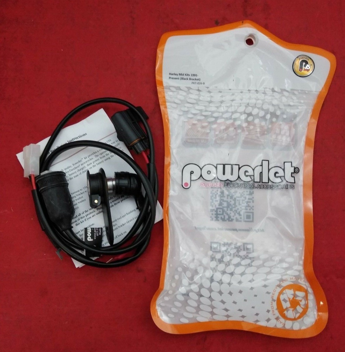 NEW Powerlet Motorcycle Harley MidKit 1991 Present Black Bracket PKT