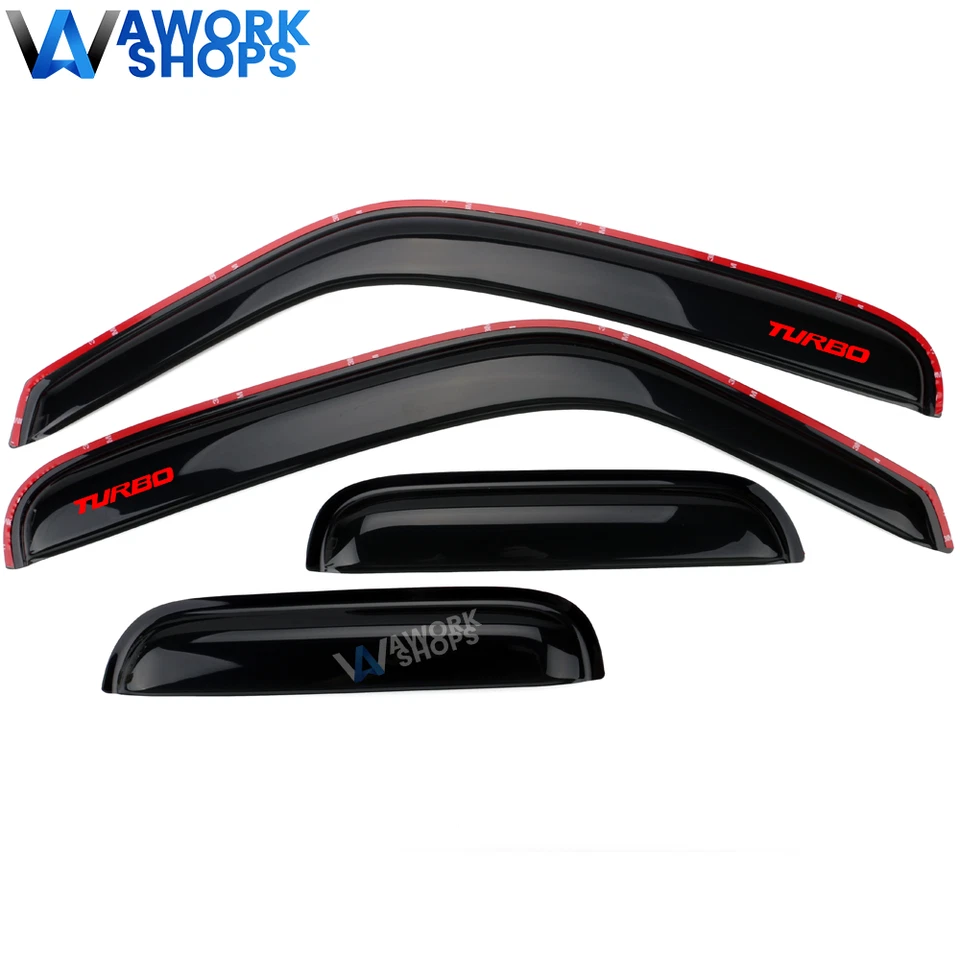 Fits 99-11 Ford Ranger In Channel Window Visor Vent Rain Guard Shade &Red Turbo Foto 3 de 4