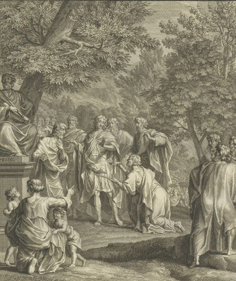 Mythologie Télémaque Roi de Crète Mentor Aristodème - Gravure XVIIIe - Photo 2/3