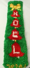 Vintage Latch Hook Rug Christmas NOEL Handmade Wall Hanging 34" x 8"