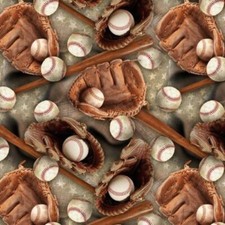Baseball Stars / Multi 100 Cotton FABRIC priced by the Yard