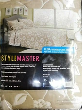 Stylemaster Flora Reversible Bedspread Only, Twin,Taupe